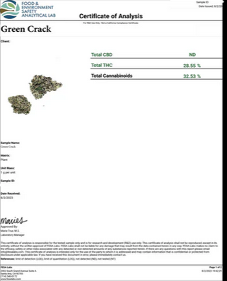 Green Crack strain-THCA_COA